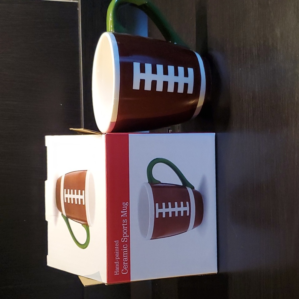 Hand Painted Ceramic Football Mug
